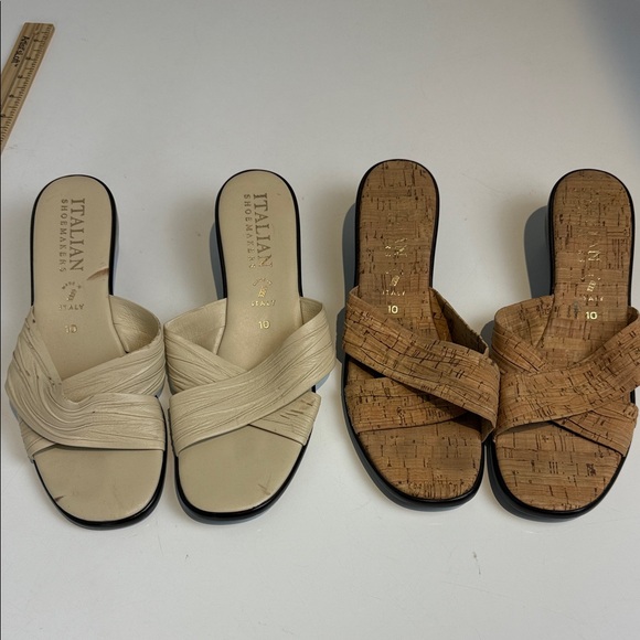 Italian Shoemakers Women's Sandals - Cream and Brown Size 10 - Picture 1 of 8